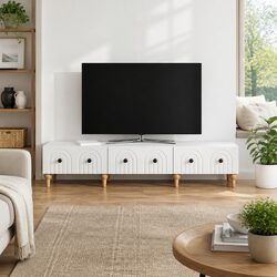 Stylish White TV Cabinet with Drawer for Modern Living Rooms