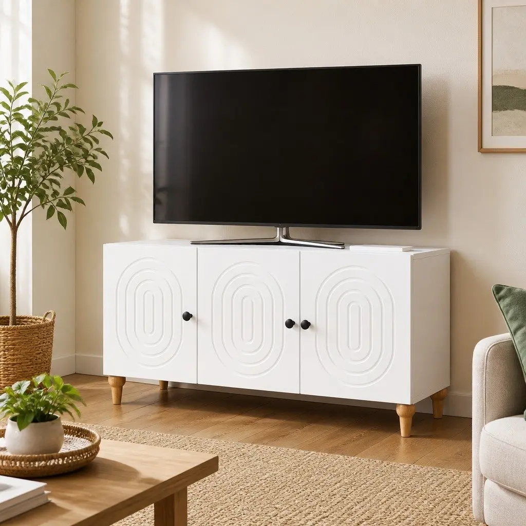 White TV Cabinet with Modern Storage Solutions