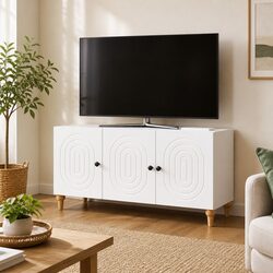 Sturdy White TV Cabinet with Modern Storage Solutions