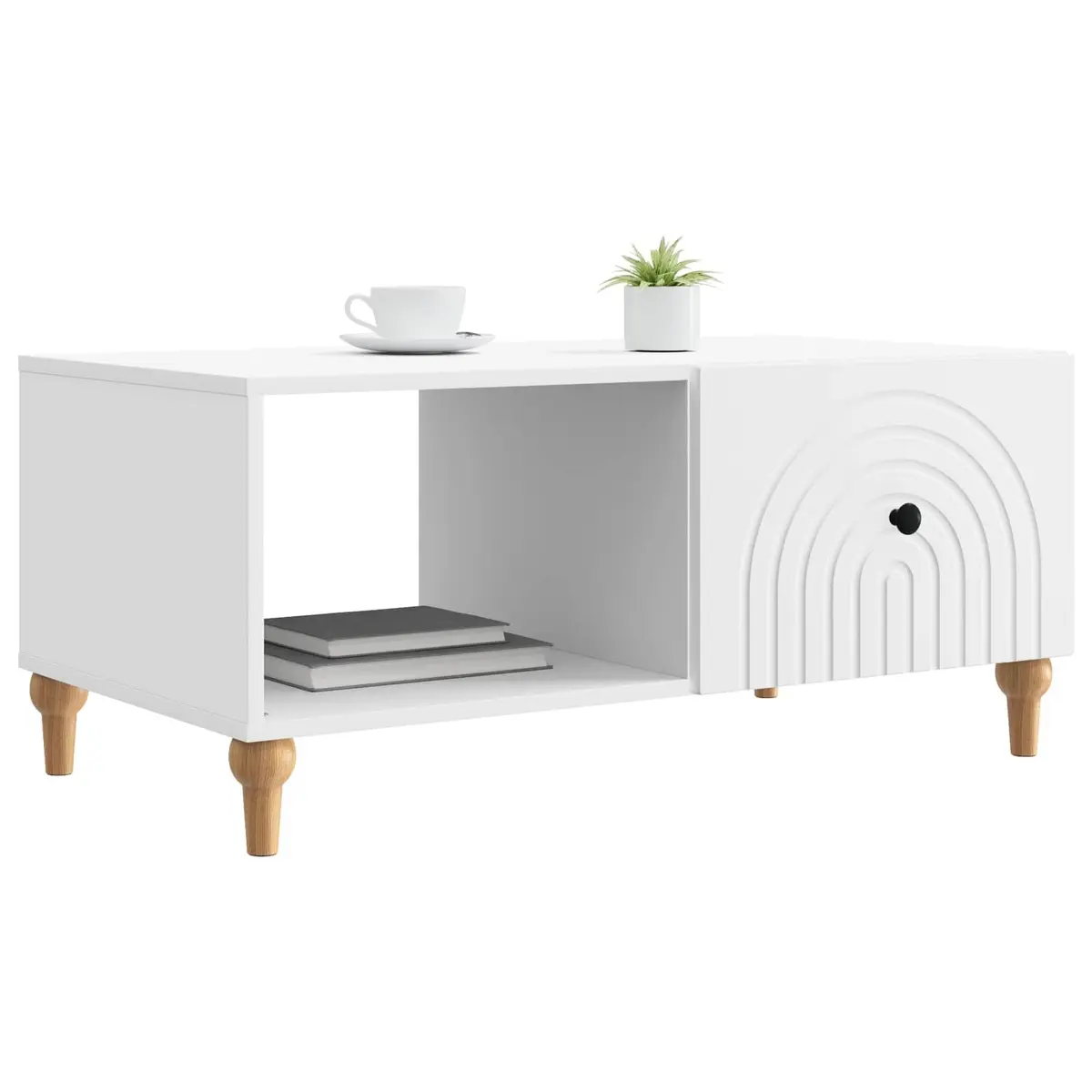 White Coffee Table with Storage, 90 x 50 x 40 cm