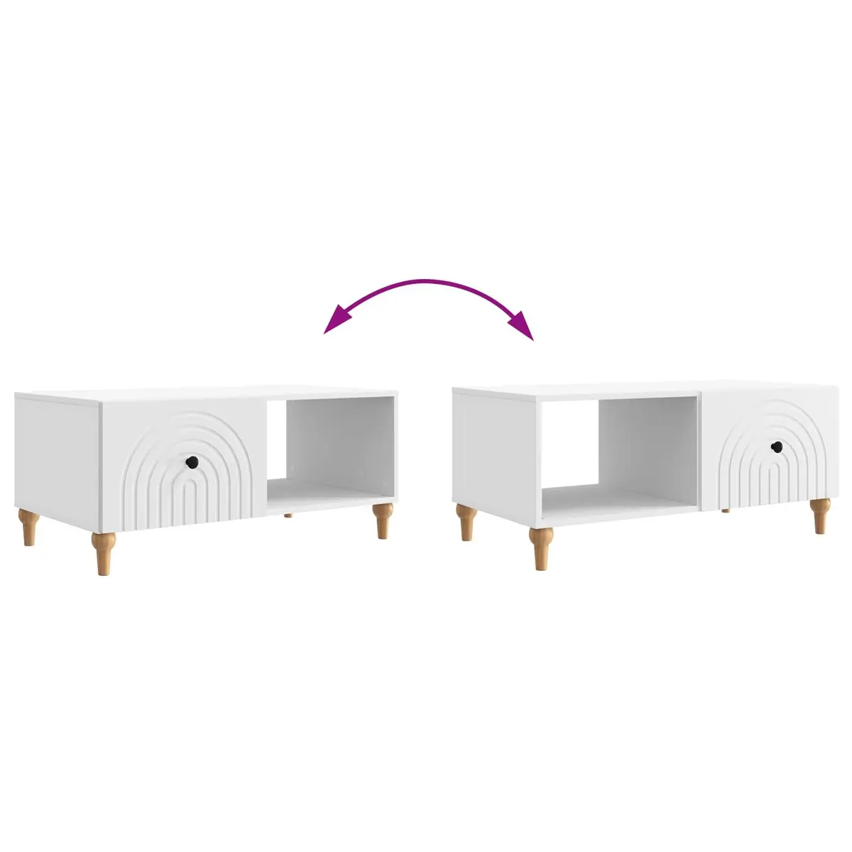 White Coffee Table with Storage, 90 x 50 x 40 cm