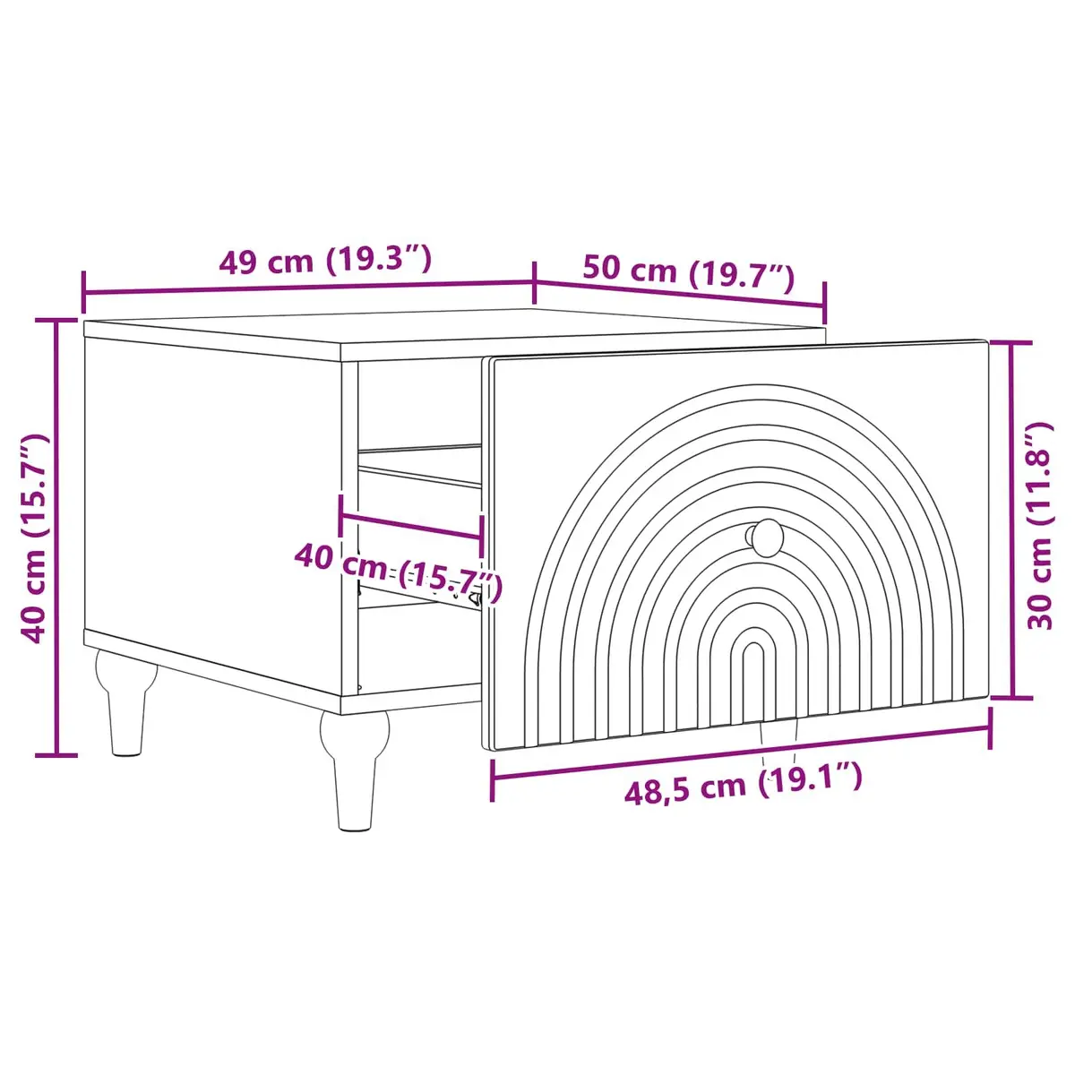 Coffee Table with Drawer in White
