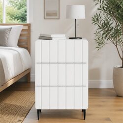 Stylish White Bedside Cabinet with Drawers 43 x 41 x 68 cm
