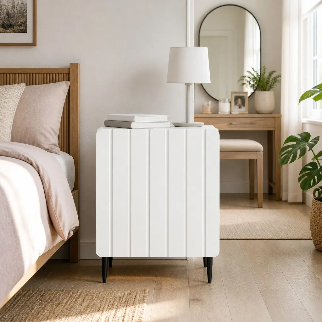 Bedside Cabinet Engineered Wood 43 x 34.5 x 52 cm White