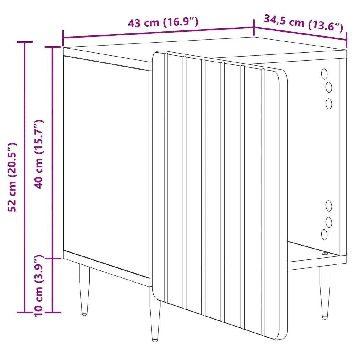 Bedside Cabinet Engineered Wood 43 x 34.5 x 52 cm White