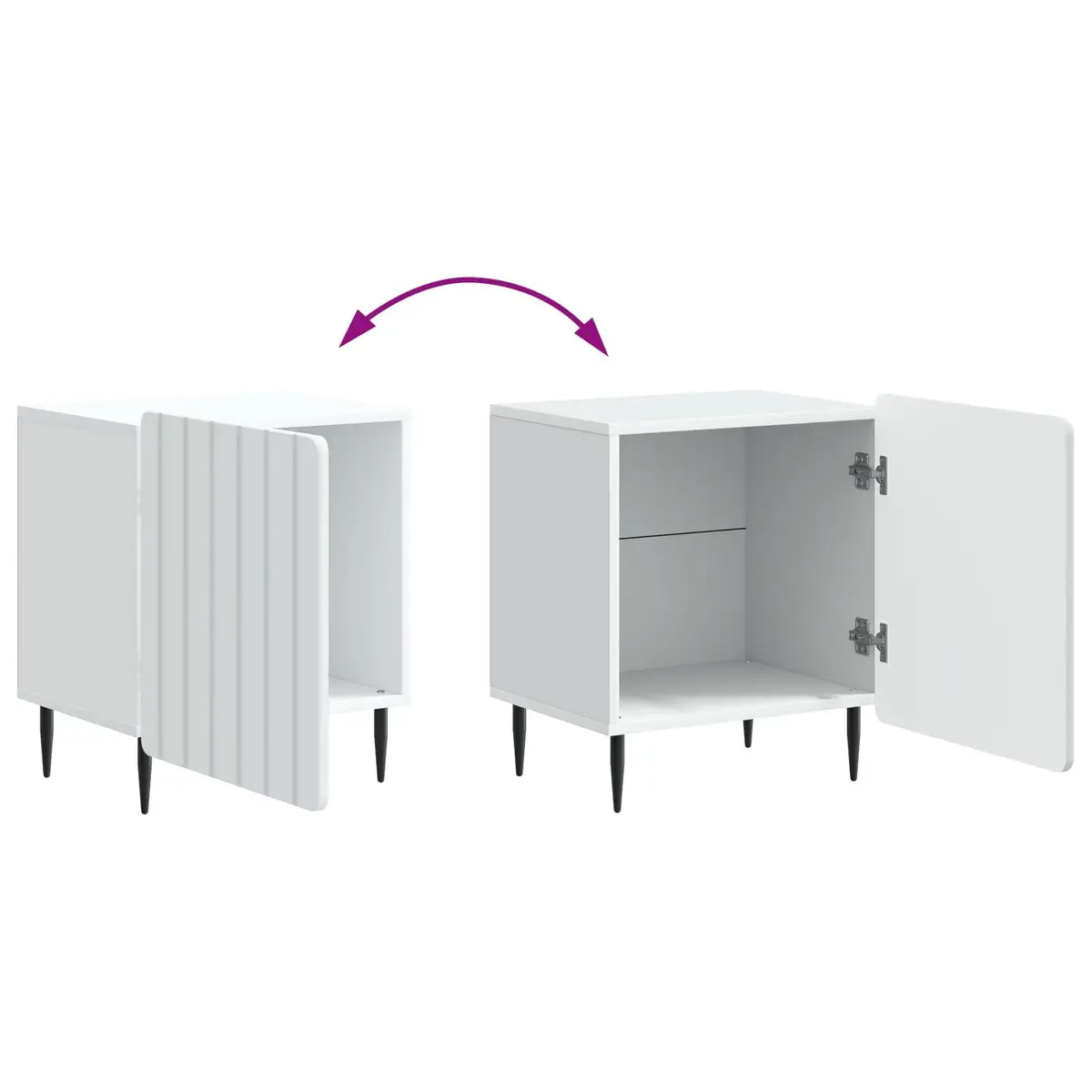 Bedside Cabinet Engineered Wood 43 x 34.5 x 52 cm White