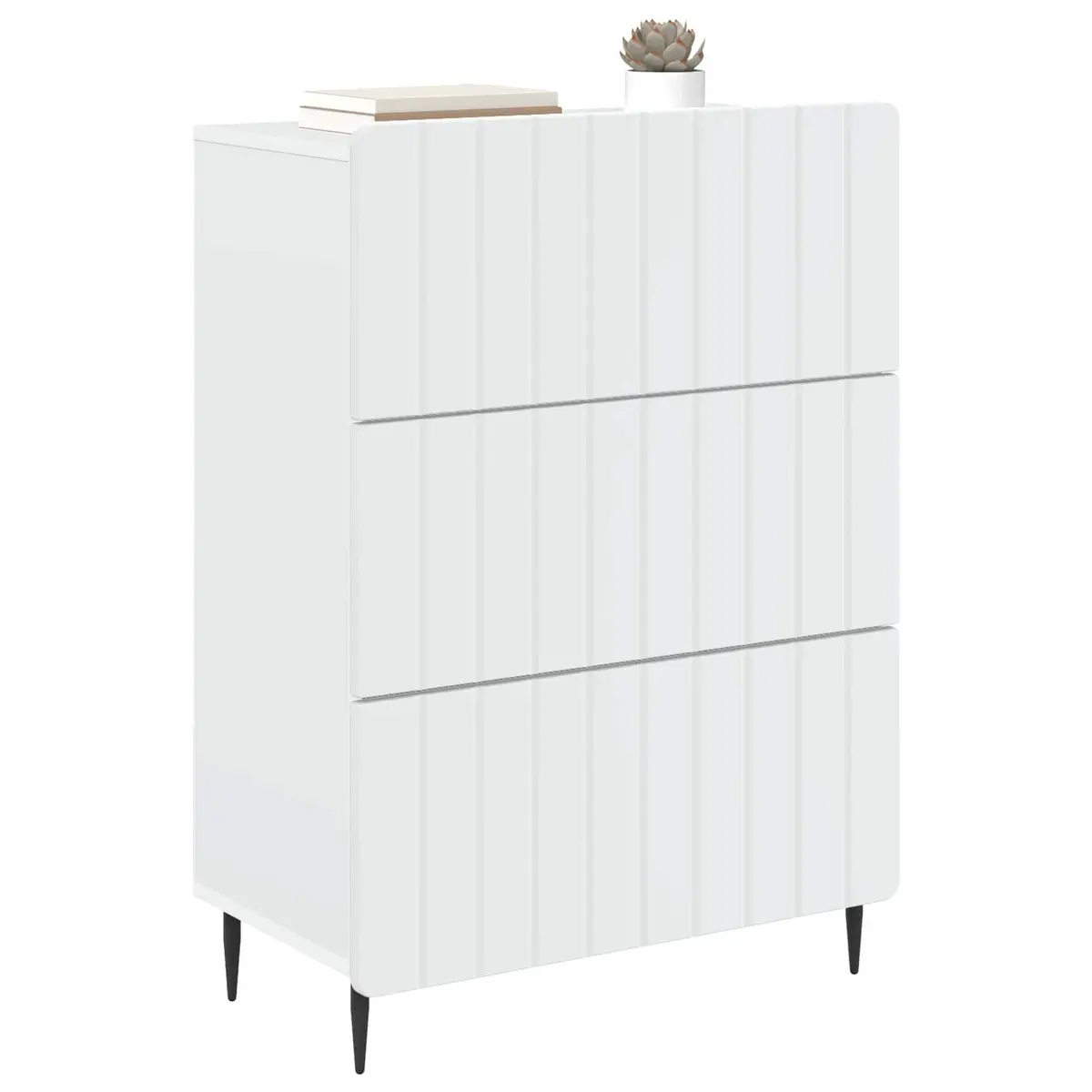 Drawer Cabinet White Storage Unit Modern Design Engineered Wood Furniture