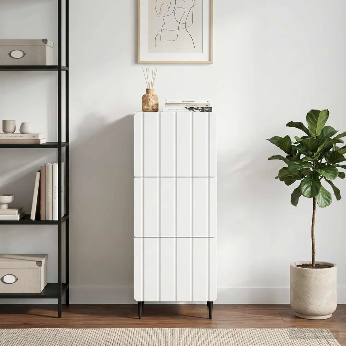 Drawer Cabinet White Storage Furniture Living Room Bedroom Engineered Wood