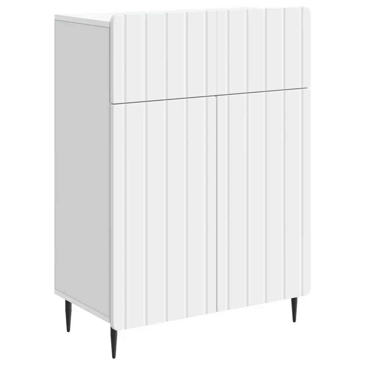 Engineered White Sideboard with Black Iron Legs