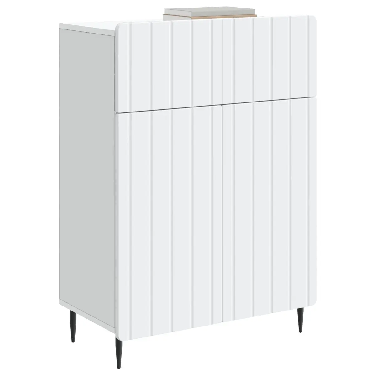 Engineered White Sideboard with Black Iron Legs