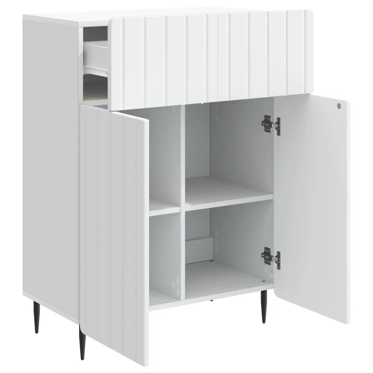 Engineered White Sideboard with Black Iron Legs