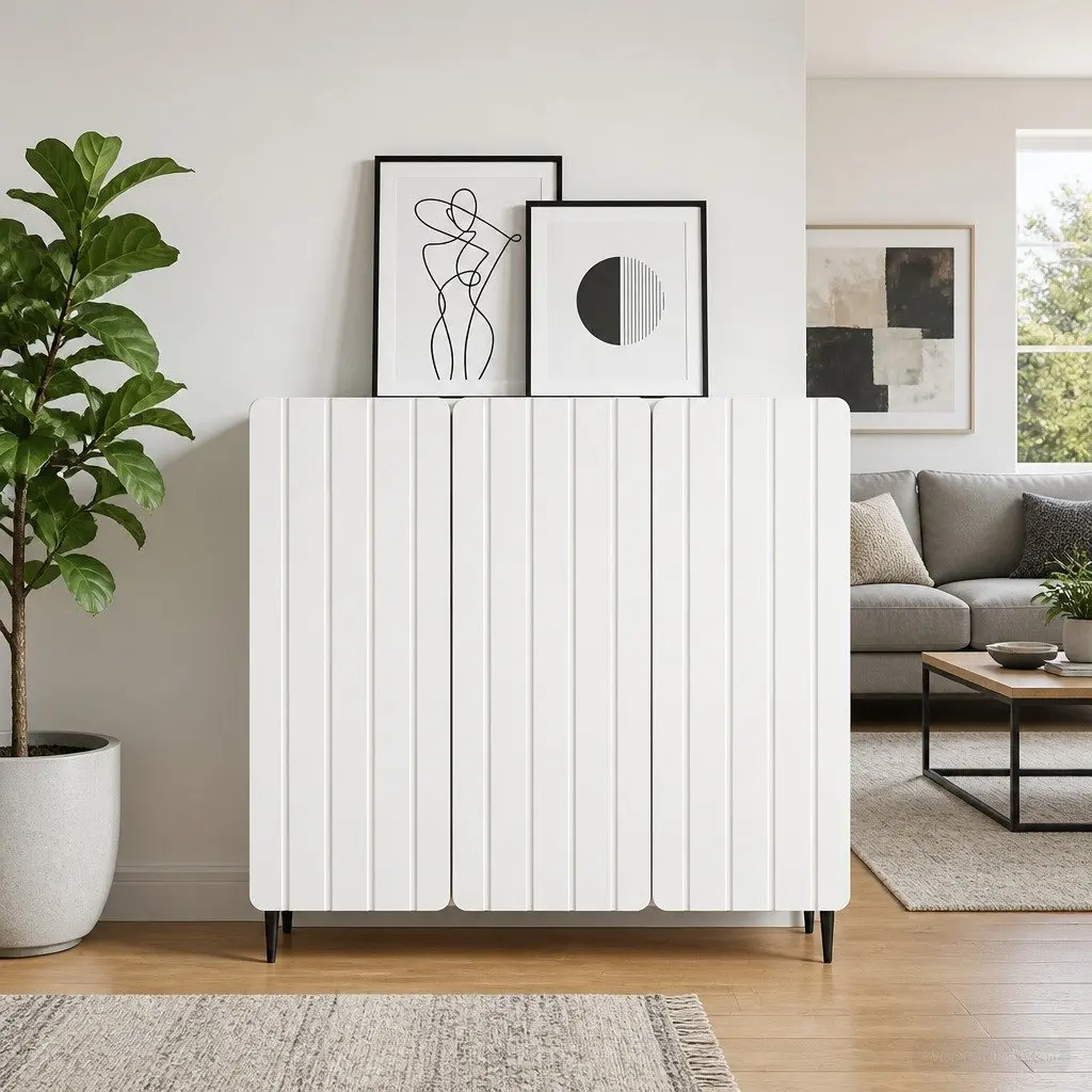 White Sideboard Modern Storage Cabinet Living Room Dining Furniture 89x34.5x82cm