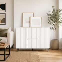 White Sideboard Modern Storage Cabinet 89cm Engineered Wood Dining Buffet