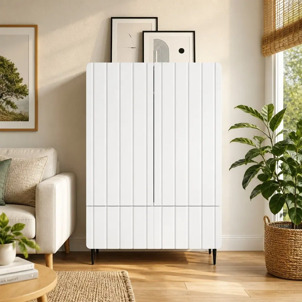 White Sideboard Storage Cabinet 66x34.5x97cm
