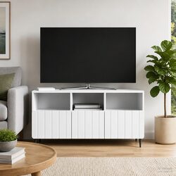 Stylish TV Cabinet with Drawer in White Engineered Wood