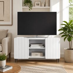 Modern White TV Cabinet with Durable Engineered Wood