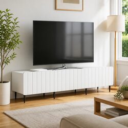 Modern White TV Cabinet with Drawer for Stylish Storage
