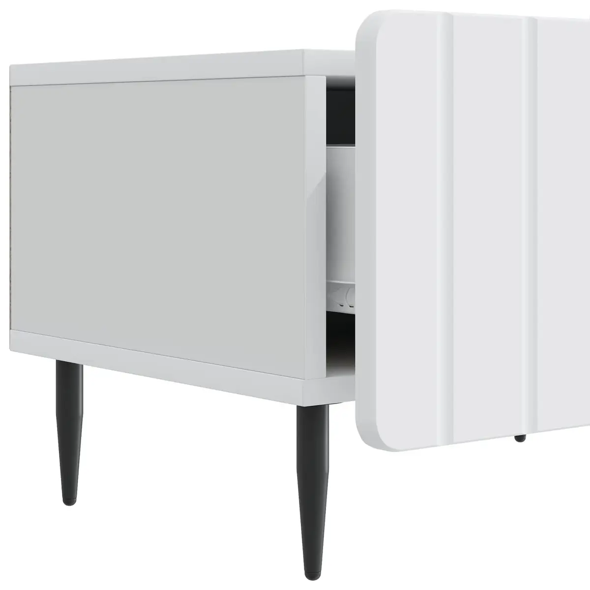 TV Cabinet with Drawer White Modern Living Room Storage Unit Engineered Wood