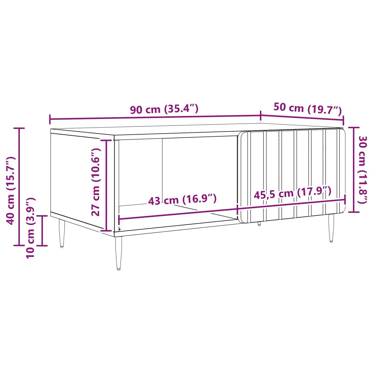 White Rectangular Coffee Table with Storage