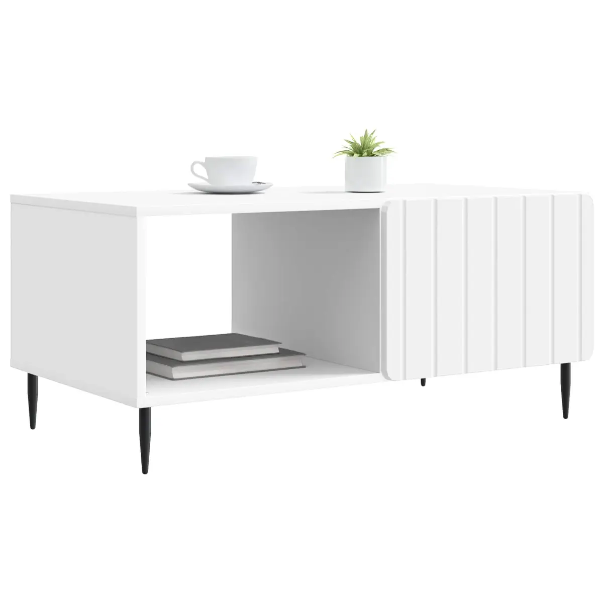 White Rectangular Coffee Table with Storage