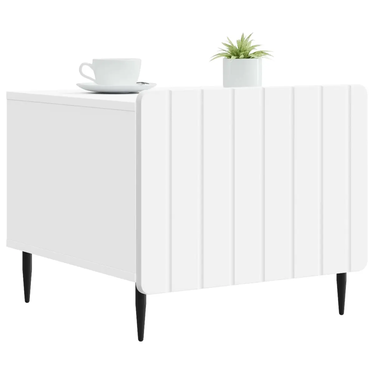 Dual-Level Coffee Table with Drawer in White