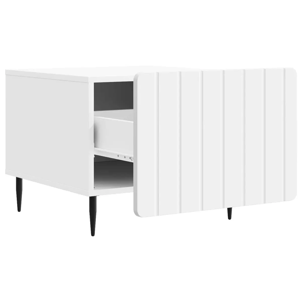 Dual-Level Coffee Table with Drawer in White