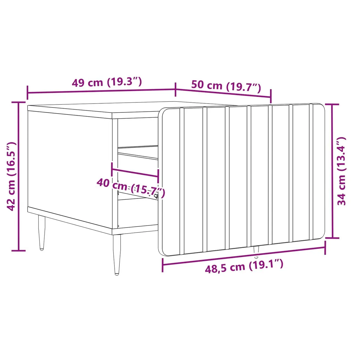 Dual-Level Coffee Table with Drawer in White