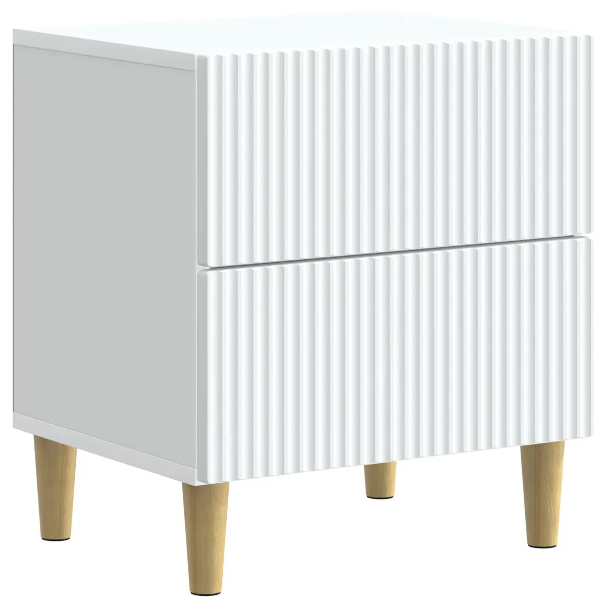 White Bedside Cabinet with Two Drawers