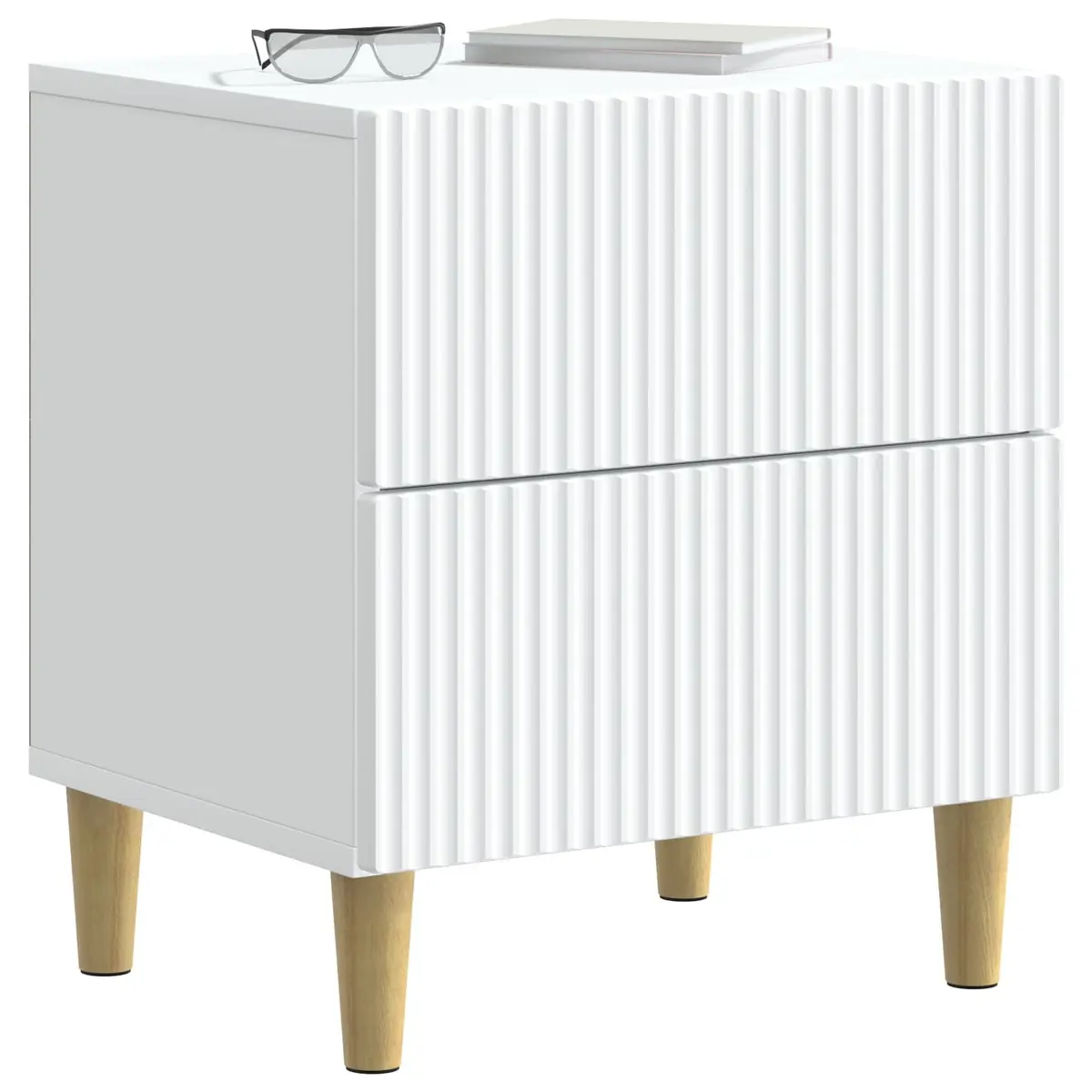 White Bedside Cabinet with Two Drawers