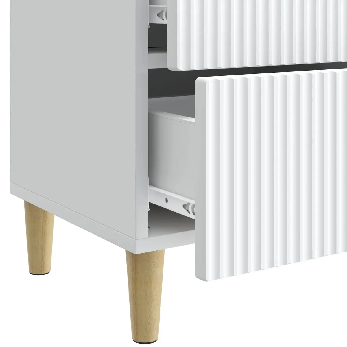 White Bedside Cabinet with Two Drawers