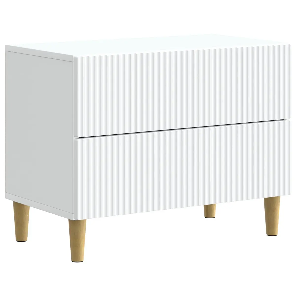 White Engineered Wood Bedside Cabinet 62x34.5x48cm