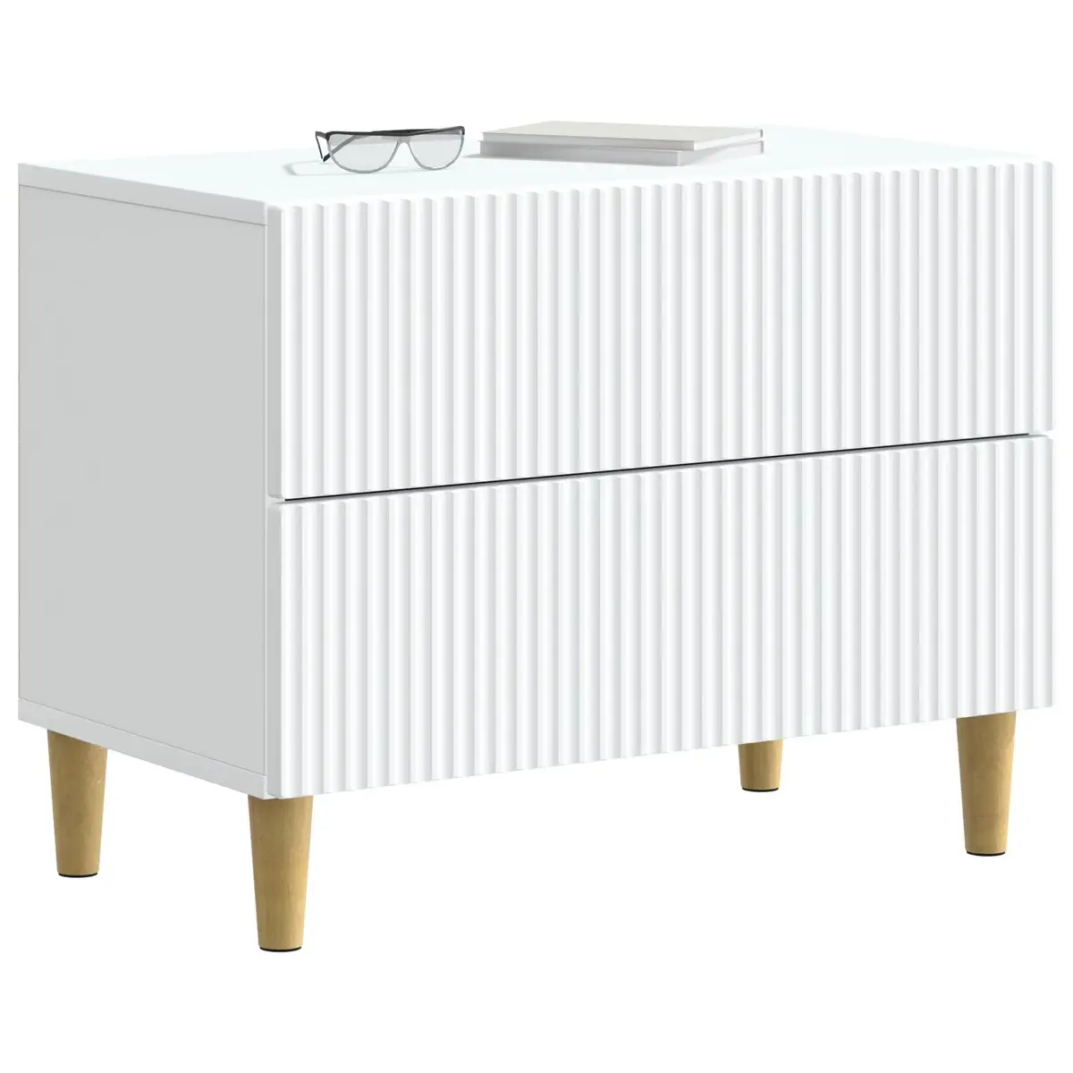 White Engineered Wood Bedside Cabinet 62x34.5x48cm