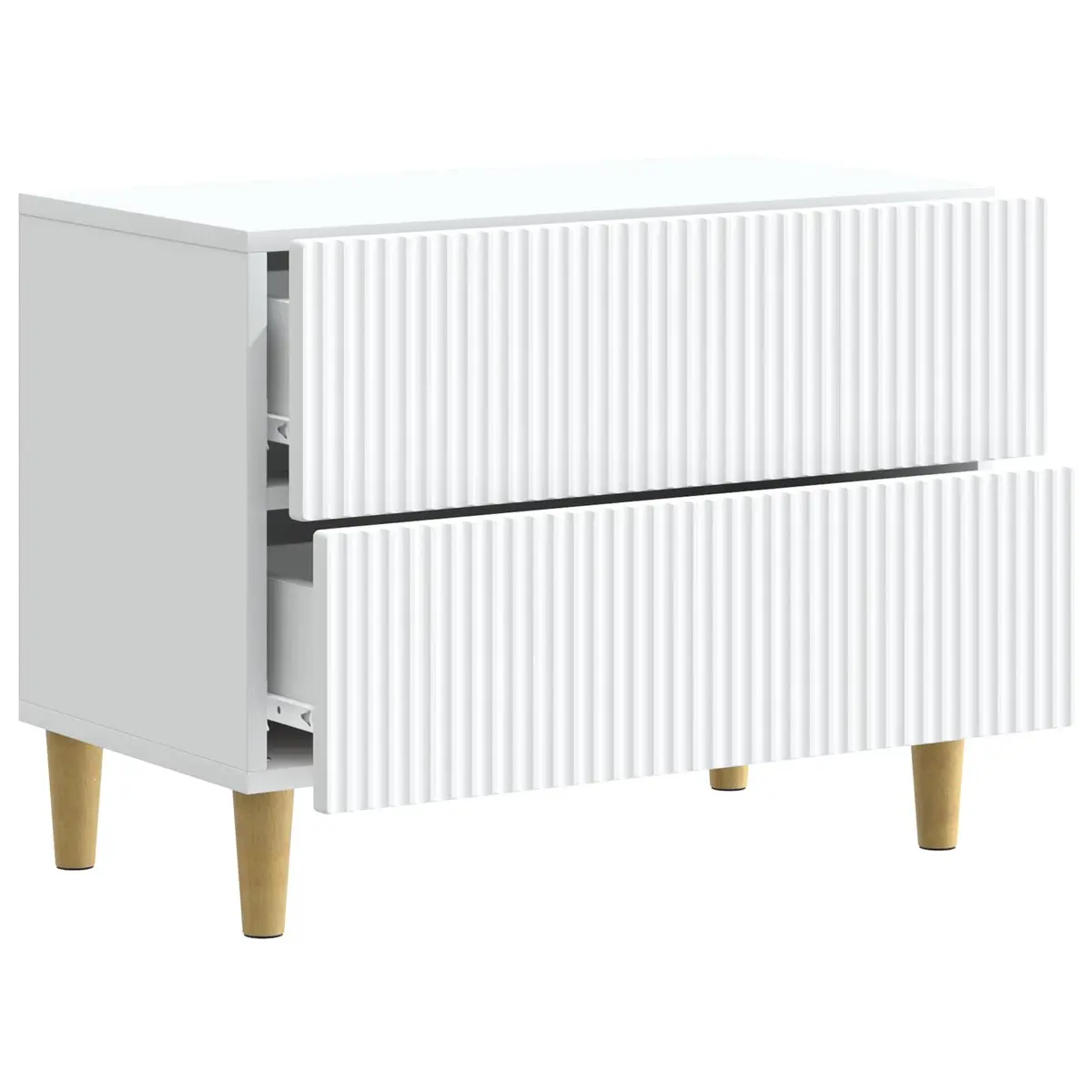 White Engineered Wood Bedside Cabinet 62x34.5x48cm