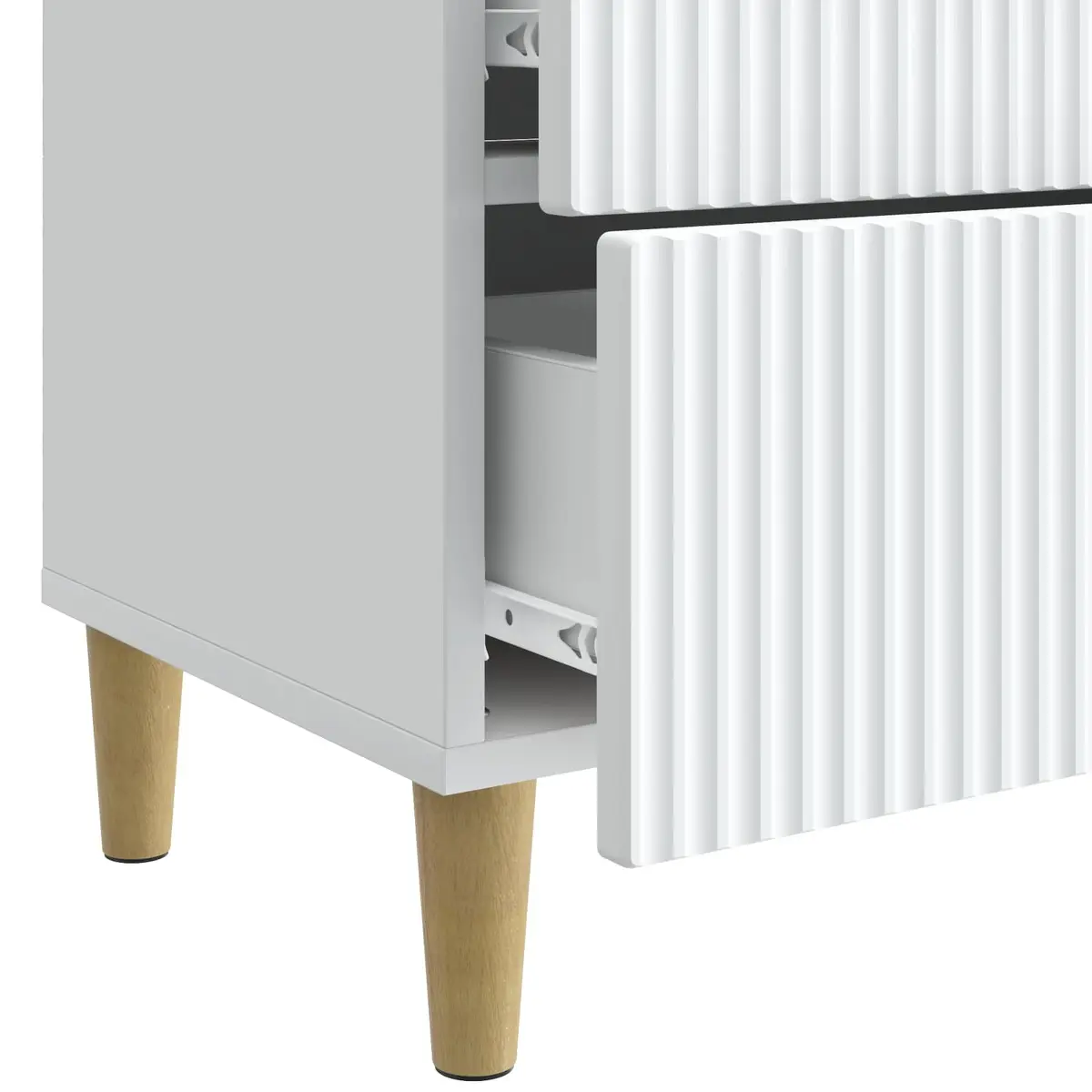 White Engineered Wood Bedside Cabinet 62x34.5x48cm