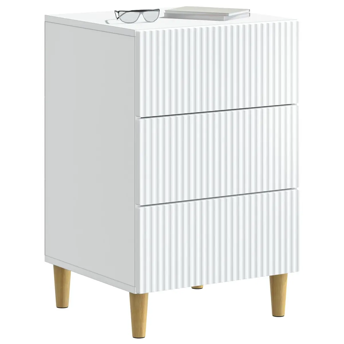 Bedside Cabinet White Bedroom Nightstand Side Table with Drawer Storage Unit