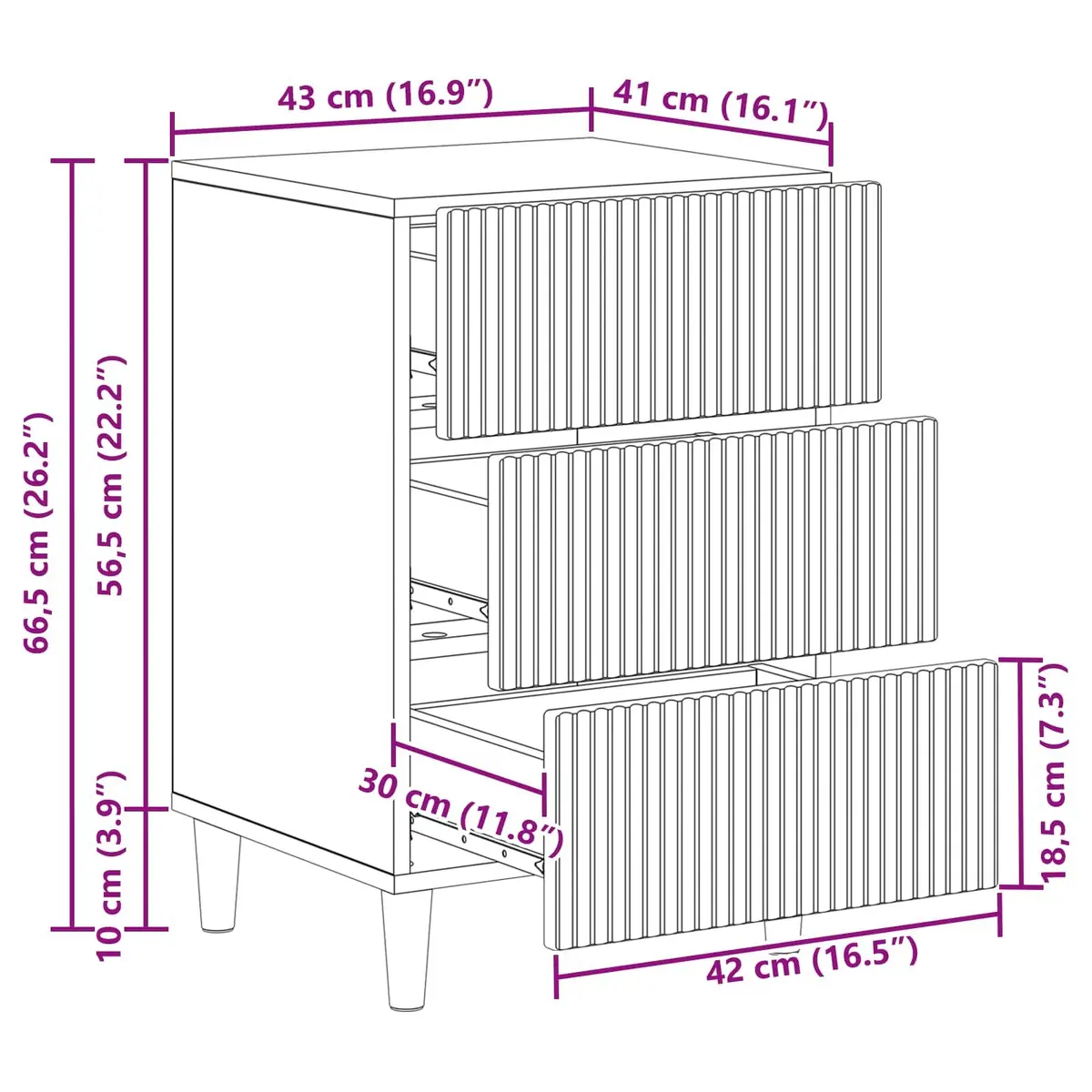 Bedside Cabinet White Bedroom Nightstand Side Table with Drawer Storage Unit