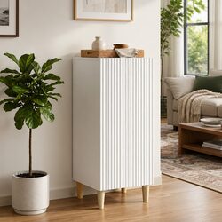 Sturdy White Sideboard Cabinet with Tapered Legs