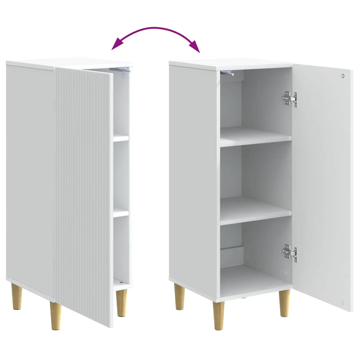 Sideboard Engineered Wood 33cm x 34.5cm x 90cm White Tapered Legs
