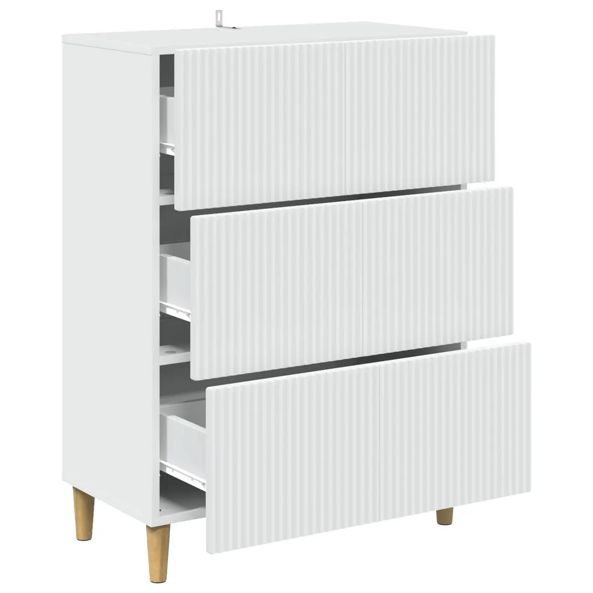 Drawer Cabinet White Storage Unit Modern Design Engineered Wood 66x34.5x90cm