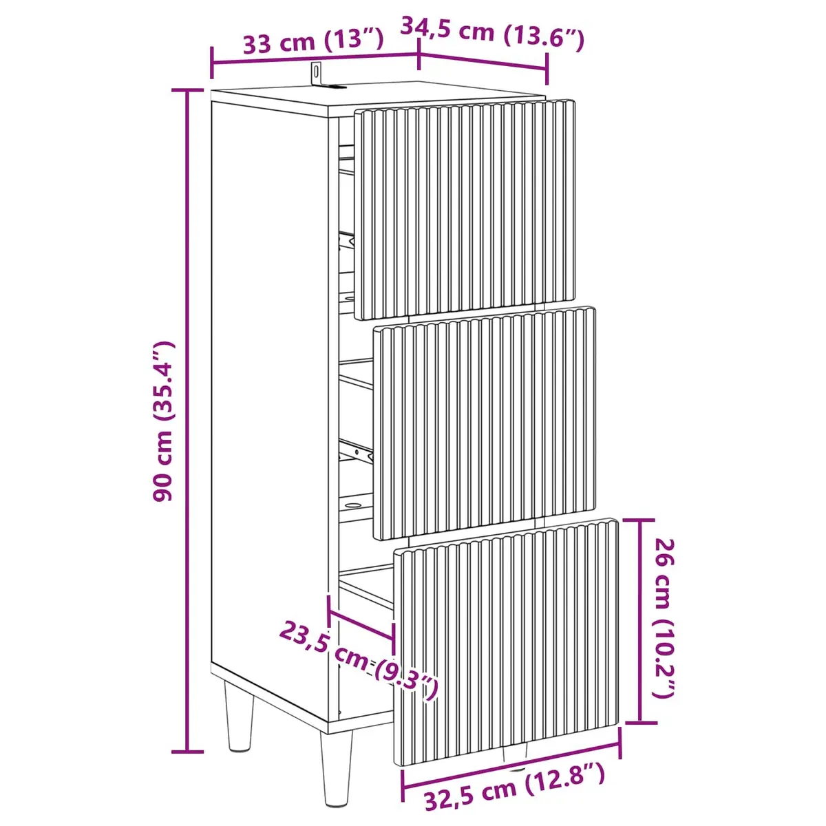 White Drawer Cabinet with Durable Build