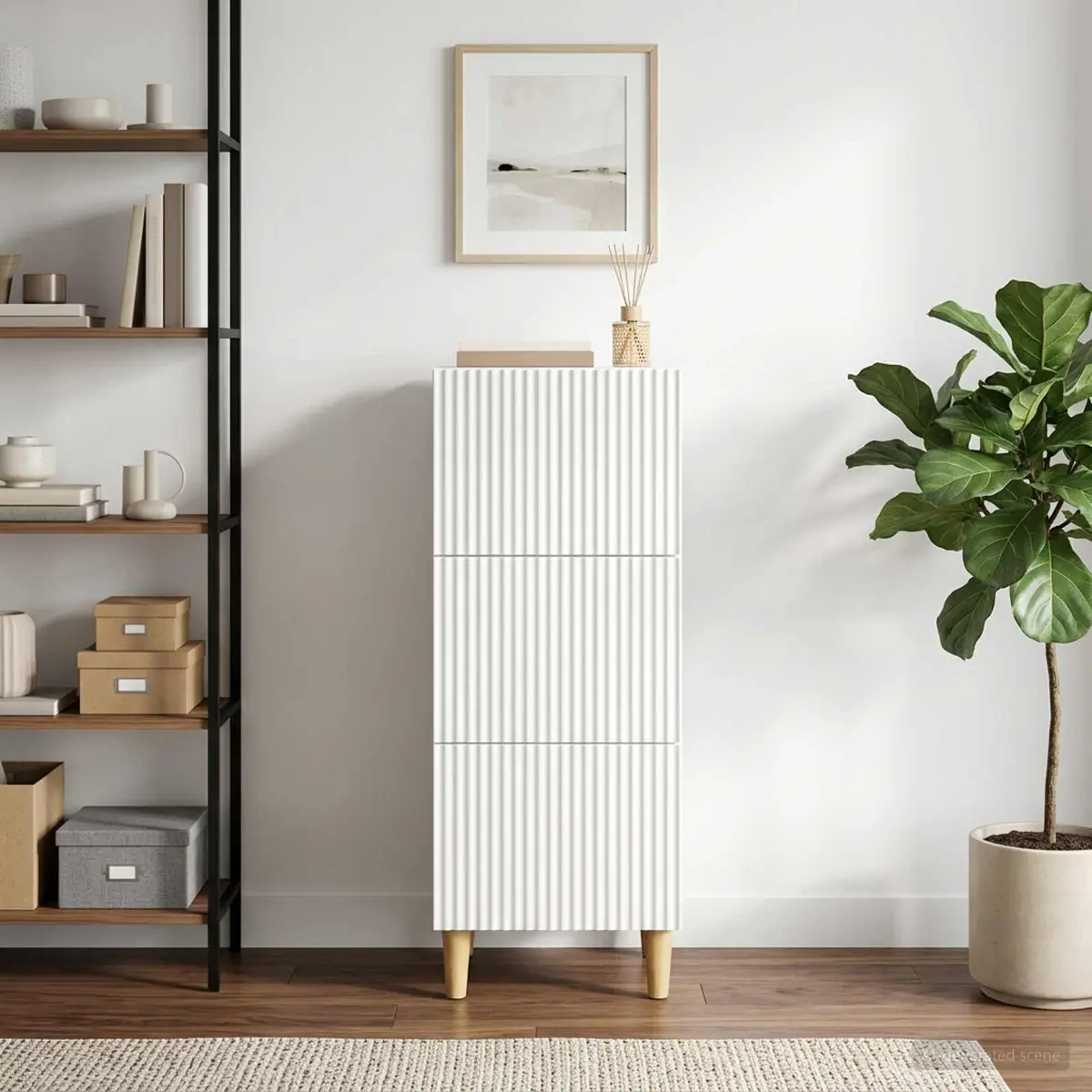 White Drawer Cabinet with Durable Build