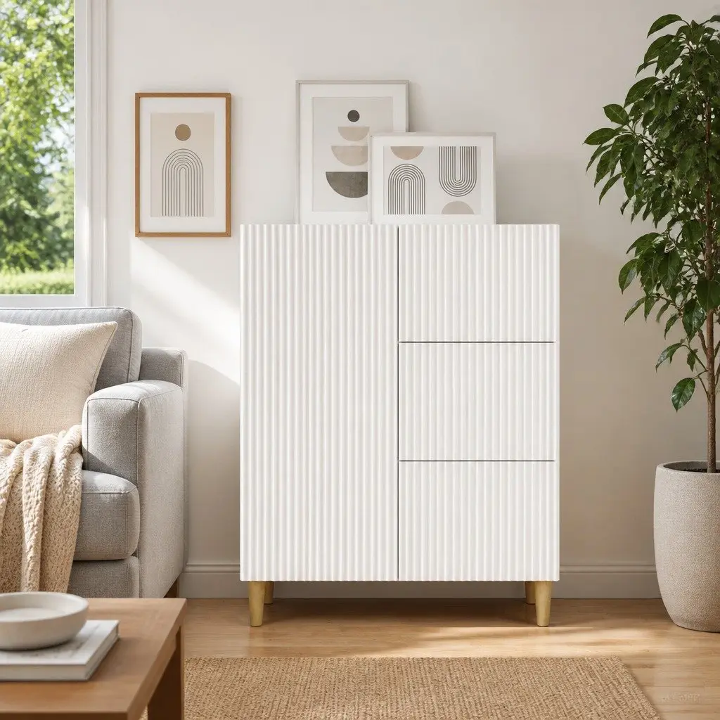 White Vintage-Inspired Sideboard with Storage