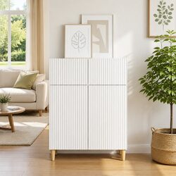 Modern White Sideboard with Vintage Design 66x34.5x90cm
