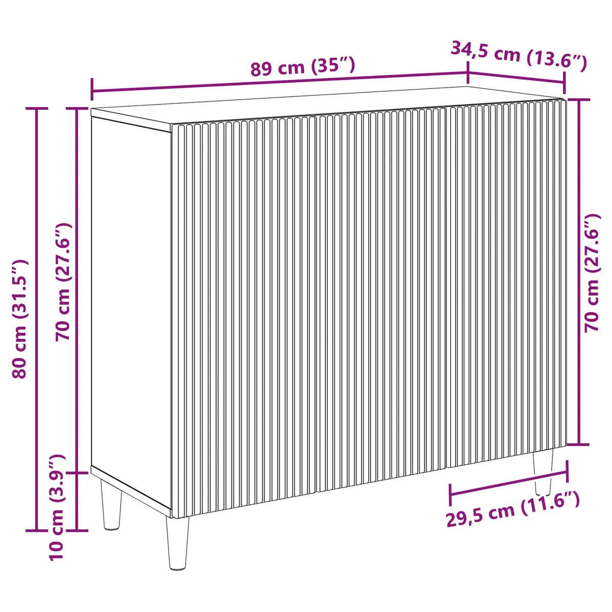Sideboard Engineered Wood 89 x 34.5 x 80 cm White