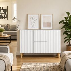 Modern White Sideboard with Vintage Charm 89x34.5x60cm