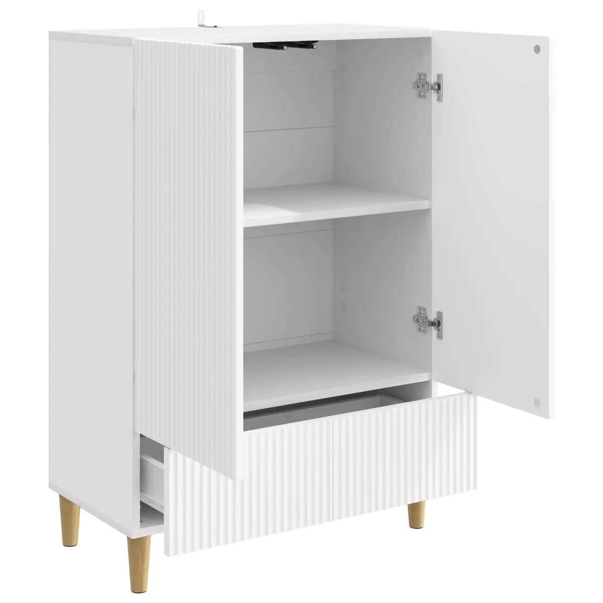 White Sideboard Cabinet Storage Buffet Engineered Wood Dining Room Lounge