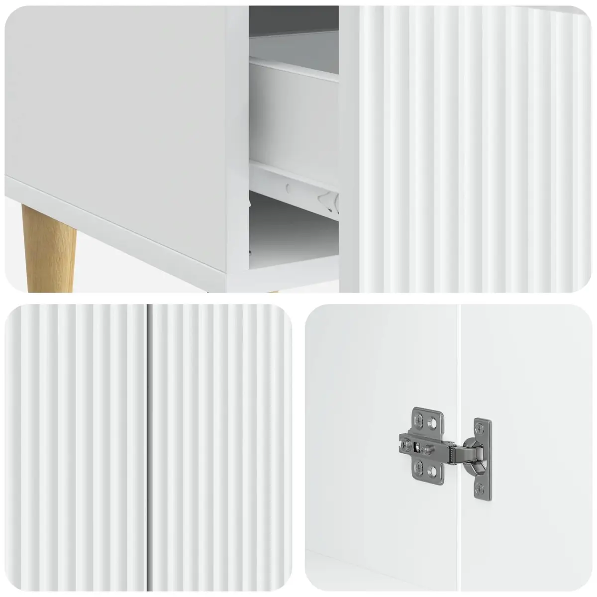 White Sideboard Cabinet Storage Buffet Engineered Wood Dining Room Lounge