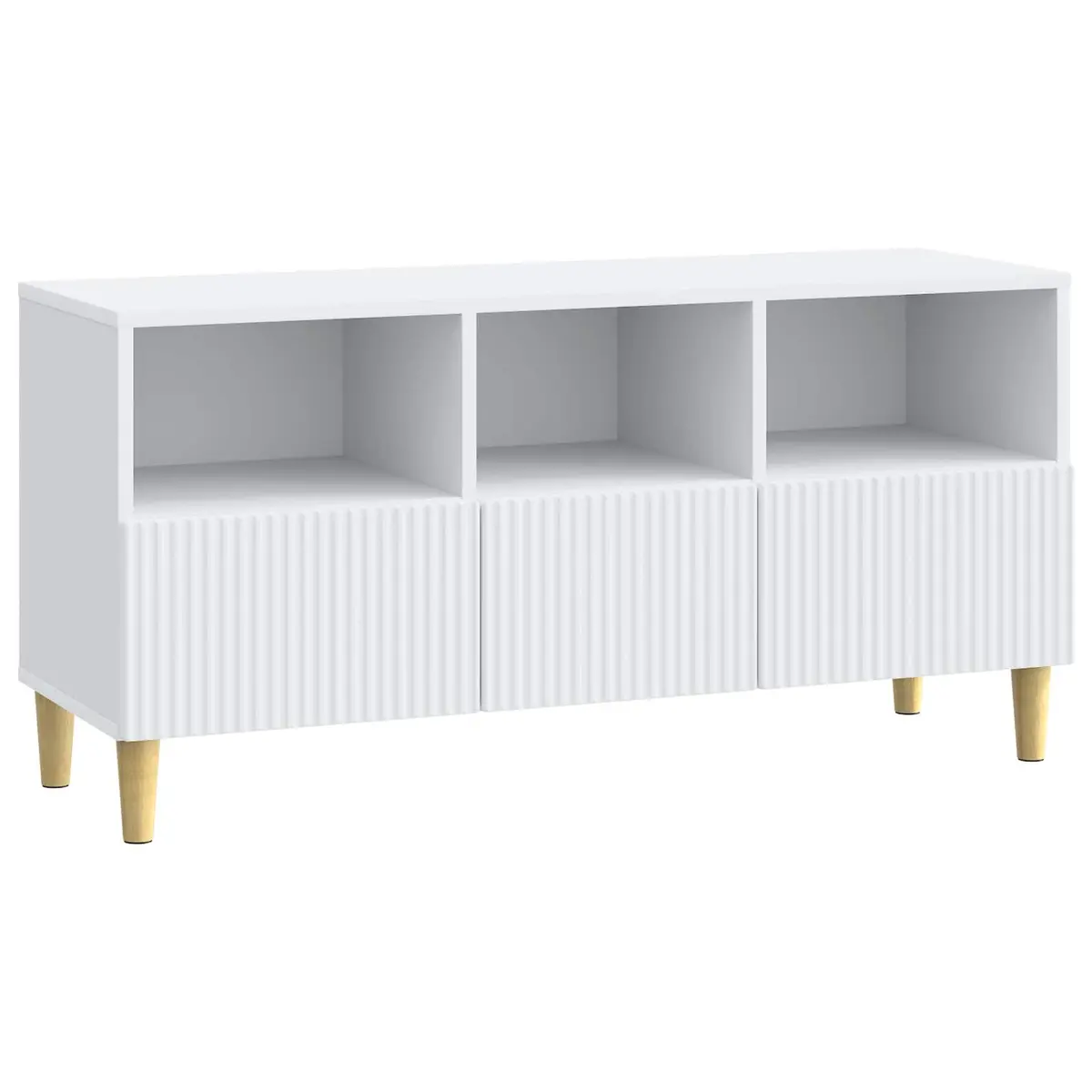 White Engineered Wood TV Cabinet with Drawer
