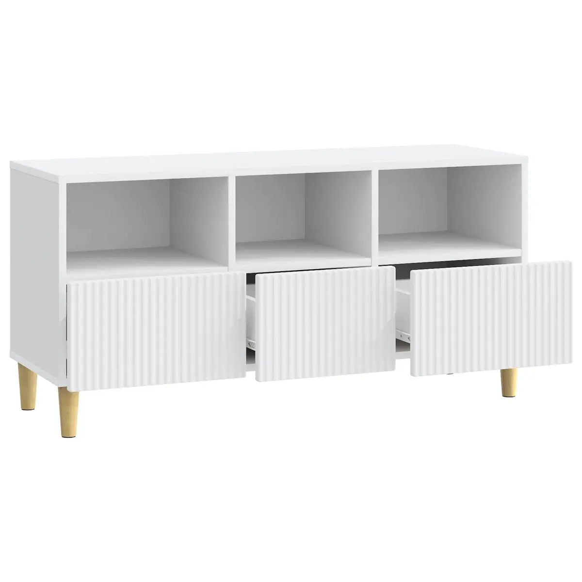 White Engineered Wood TV Cabinet with Drawer