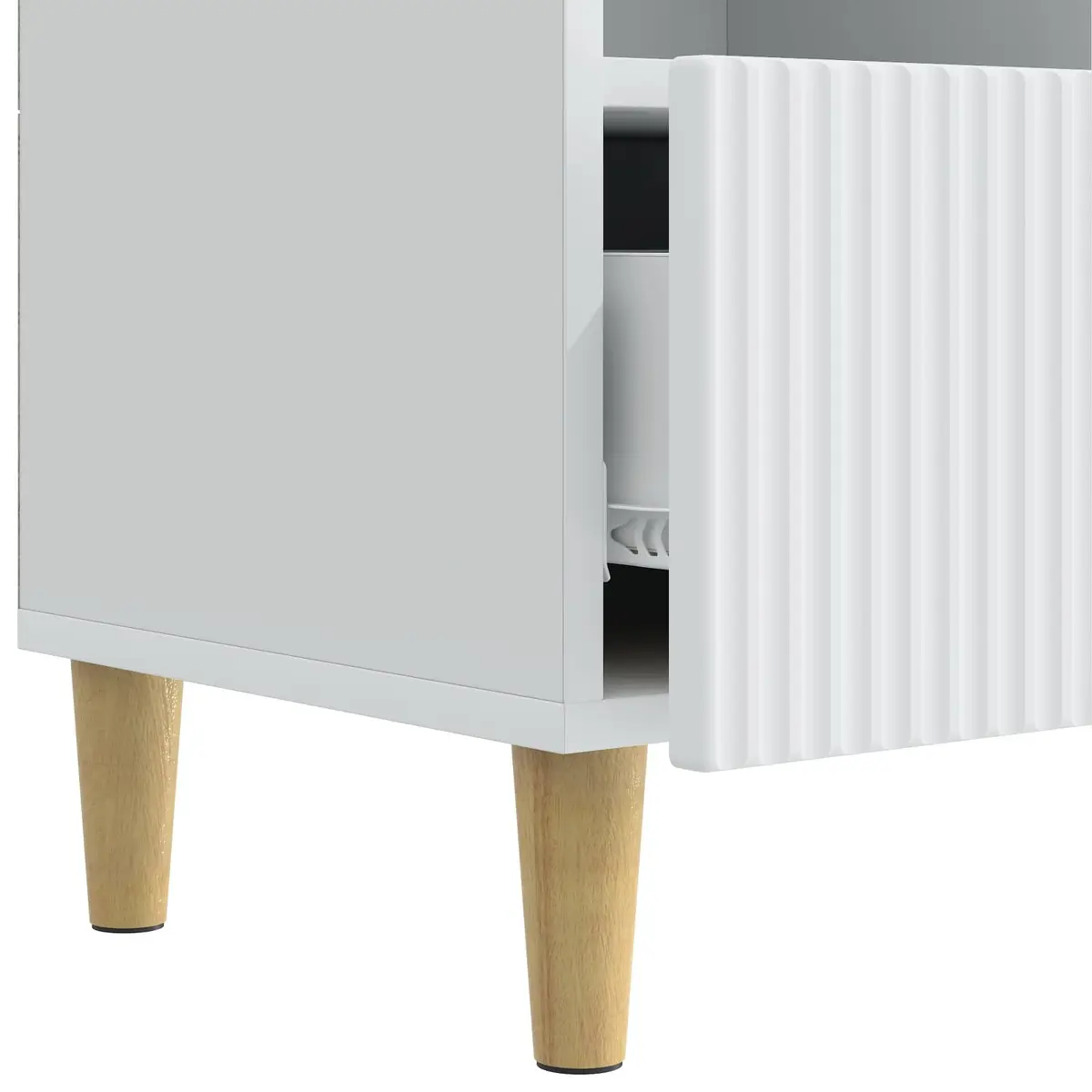 White Engineered Wood TV Cabinet with Drawer